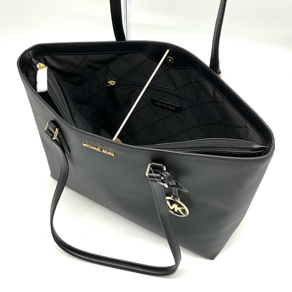 Michael Kors Bag Large Sheila Mf Tote Bag & Large Double Zip Wallet Black/Gold - Picture 7 of 14